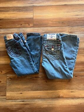 2 Pair True Religion Blue Denim Jeans with Signature Pocket Stitching